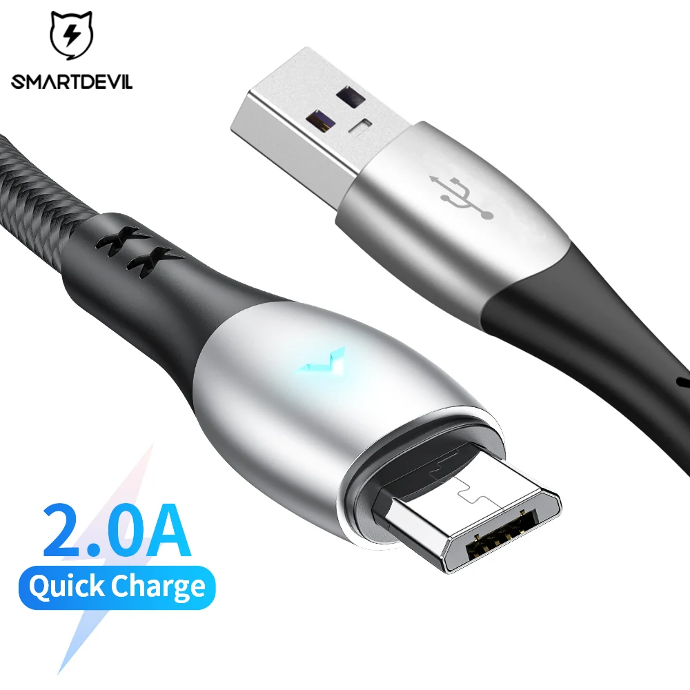 USB Micro кабель для Xiaomi Android мобильный телефон передачи данных со светодиодным