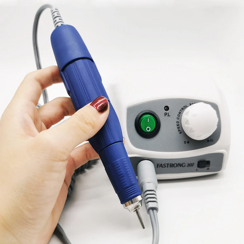 65W Strong 207B control box 35000RPM Strong 102L blue Micromotor Handpiece Electric Nail Drill Manicure Machine Nail Art Tools