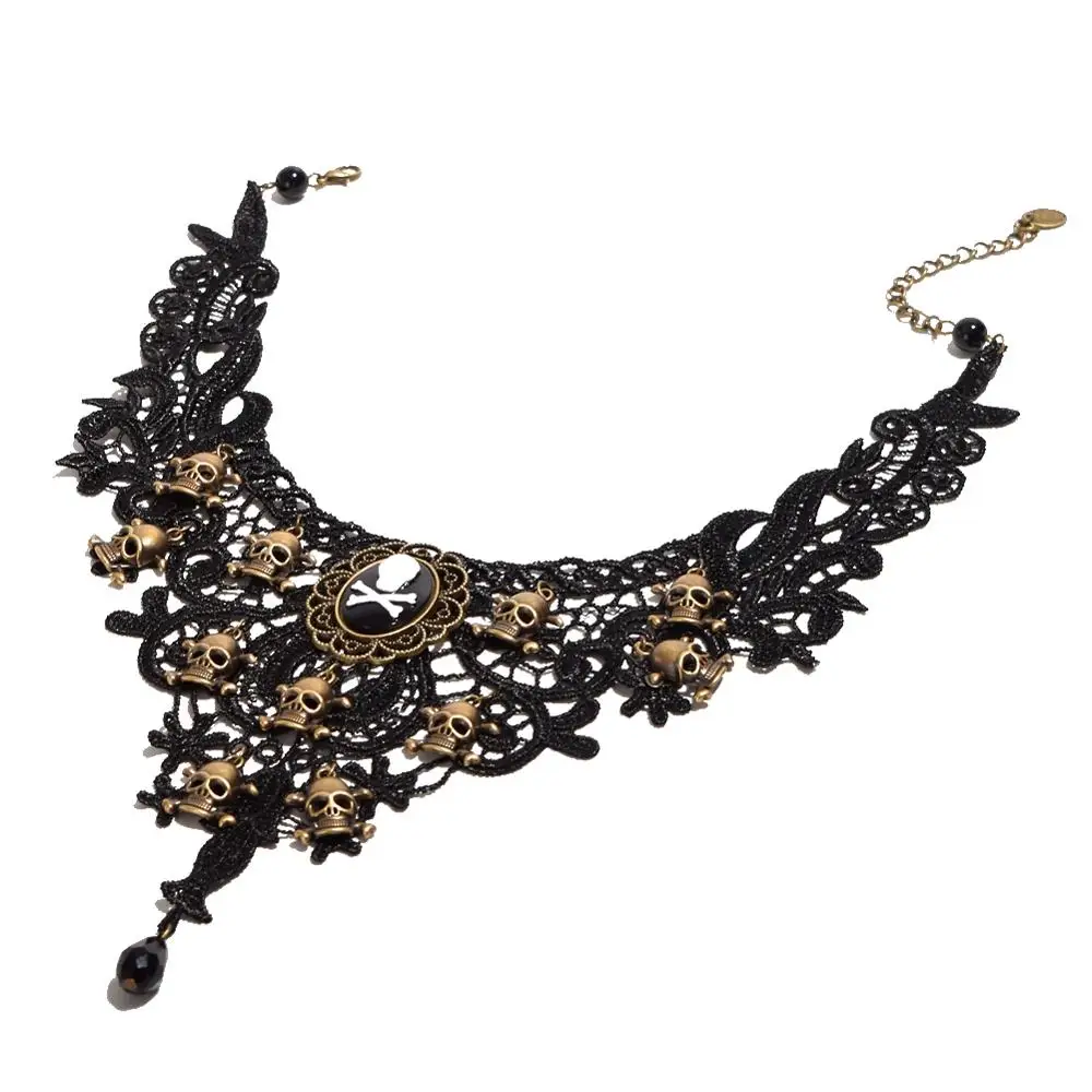 Черное Кружевное ожерелье чокер сексуальные Чокеры в готическом стиле винтажное