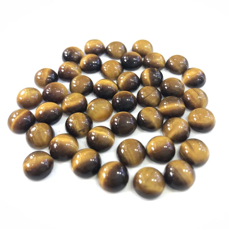 Natural Tiger Eye Beads Gemstone Fashion Jewelry Accessories 8mm Round Shape Cabochon 2pcs/lot