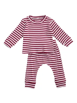 

Baby Striped Long Sleeve + Trousers, Casual Suit, O-Collar Elastic Waist Spring Clothing