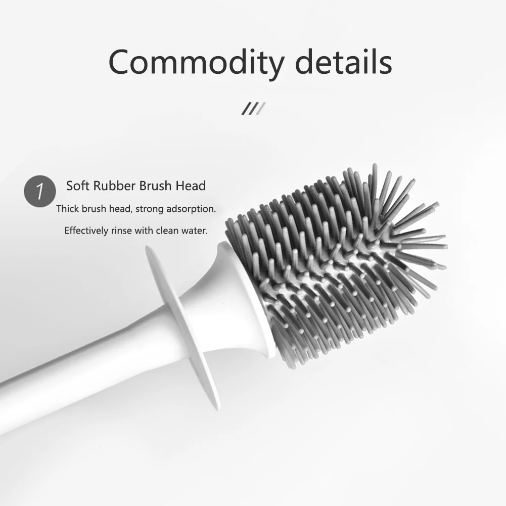 

Portable With Base Toilet Brush Bathroom TPR Long Handle Cleaning Multifunction Tools Scrubbing Soft Wall Mounted Durable