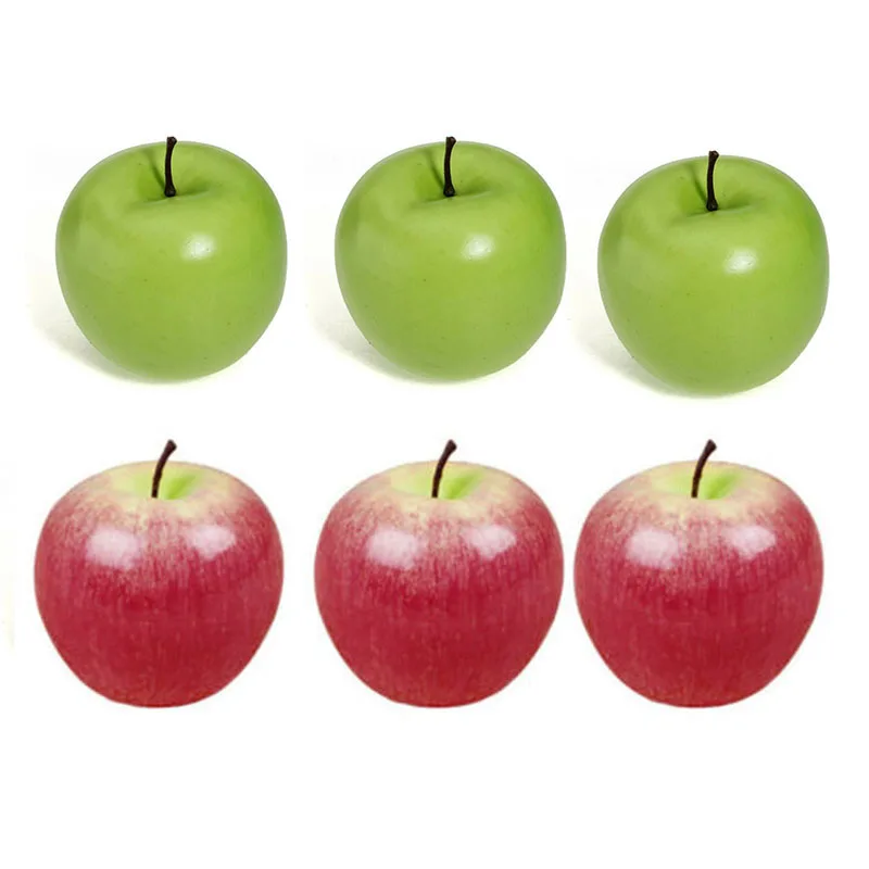 6/12Pc Artificial Apples Lifelike Decor Fake Fruit For Office Kitchen Home Party