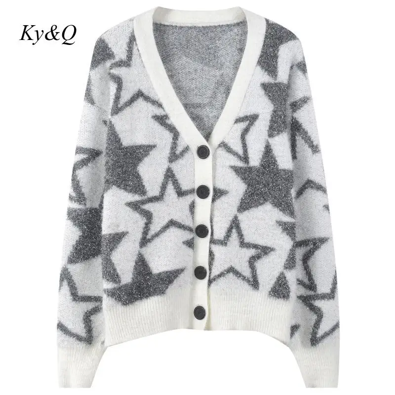 Brand Design Luxury Women Christmas Sweater 2019 Winter Thick Lazy Wind Knit Cardigan Imitation Mink Velvet Pentagram Clothes |
