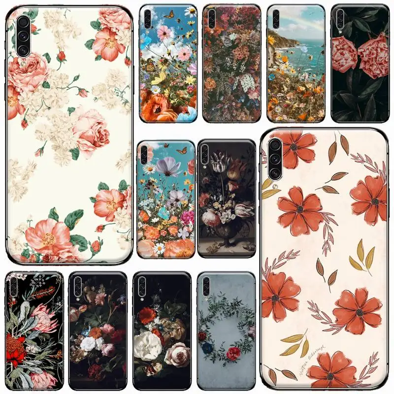 

Art classical flower Phone Case For Samsung A20 A30 30s A40 A7 2018 J2 J7 prime J4 Plus S5 Note 9 10 Plus