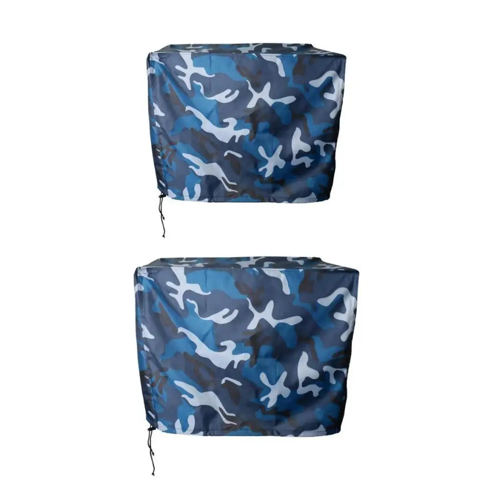 

2 Pieces Boat Outboard Motor Engine Cover Ocean Camo Trailerable for 2 to 5 HP 2 to15 HP