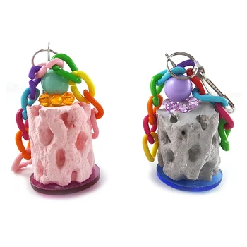 

Parrot Chewing Toy Small Pet Beak Grinding Stone Lava Block Calcium Supplement Cage Hanging Decoration