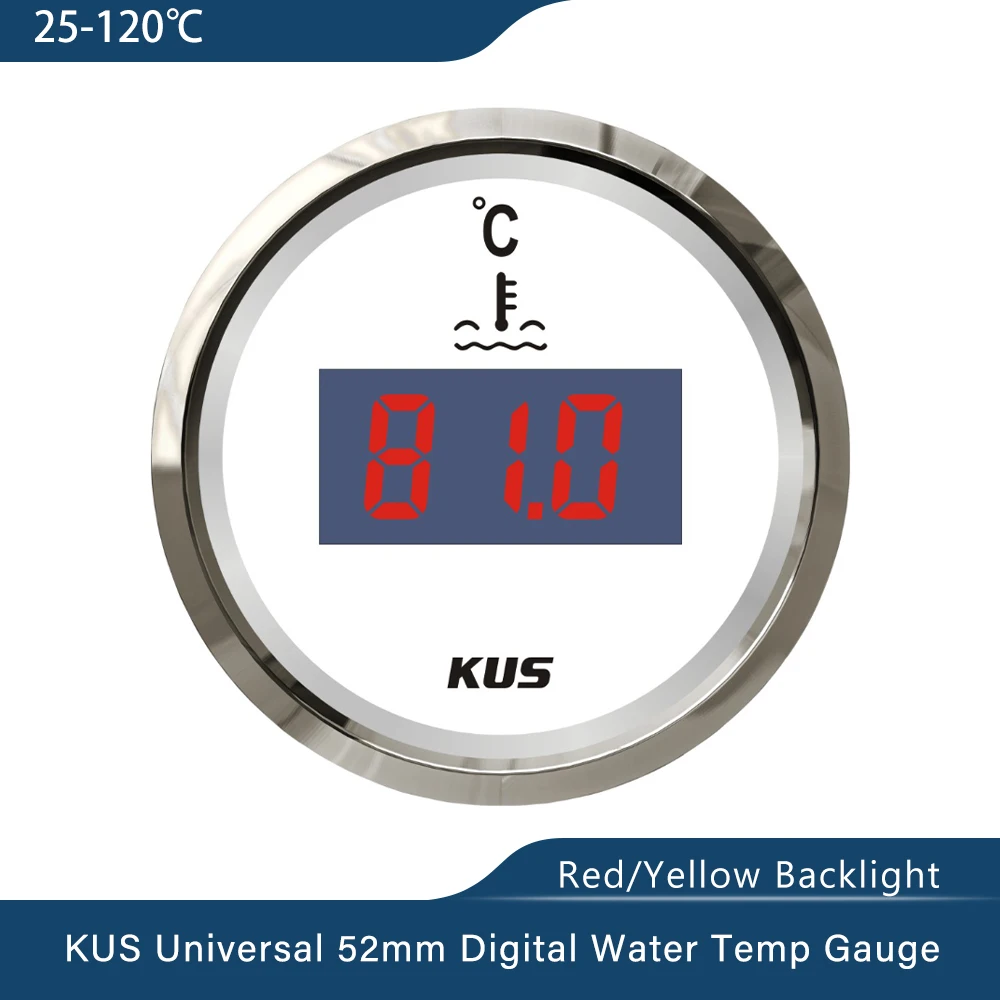 New 52mm Boat Car Water Temperature Gauge 25120 Celsius Water Temp Meter With Backlight Engine