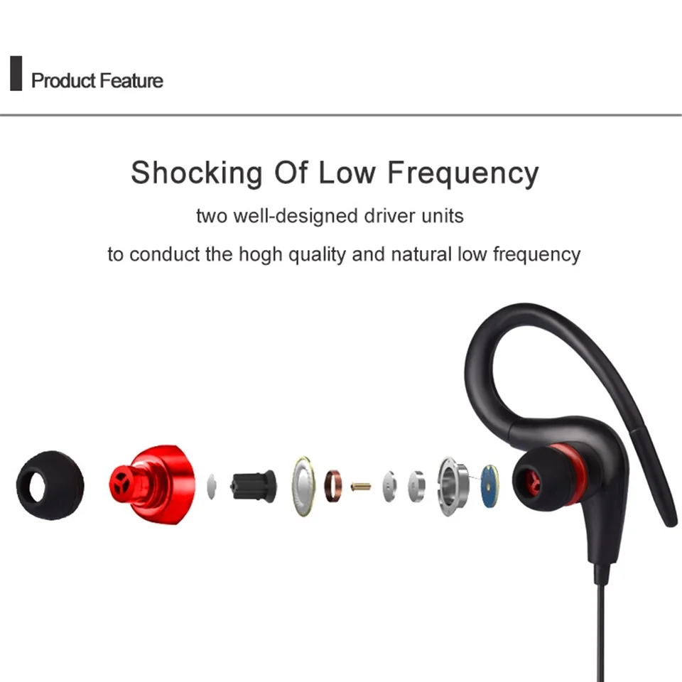 3.5mm Wired Headphones Earhook Stereo Earphones Music Sport Entertainment Headset for Xiaomi Huawei Mobile Smart phone MEUYAG