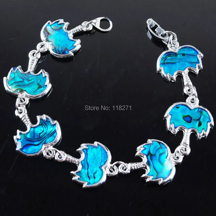 

Free shipping Blue New Zealand Abalone Shell Beads Tree Bracelet 7 " Charm Jewelry PK1756