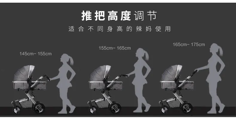 Складная детская коляска с высоким пейзажем, детская коляска может лежать, четыре колеса, Противоударная Двусторонняя детская коляска, От 1 до 3 лет