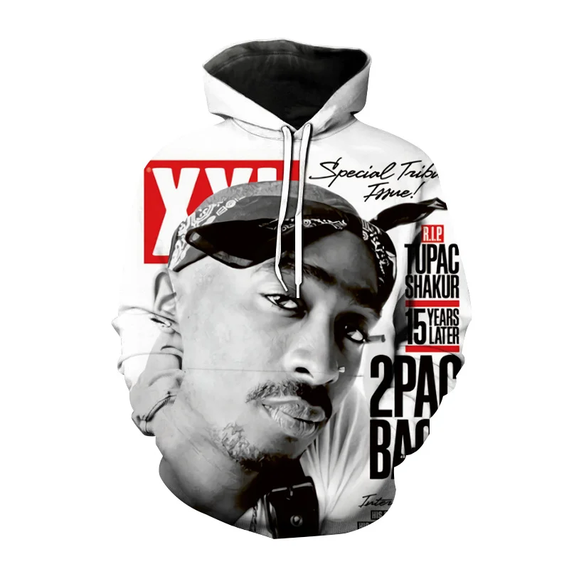 Модная Толстовка в стиле хип-хоп с принтом виде рэпера 2pac свитшот пуловер уличном
