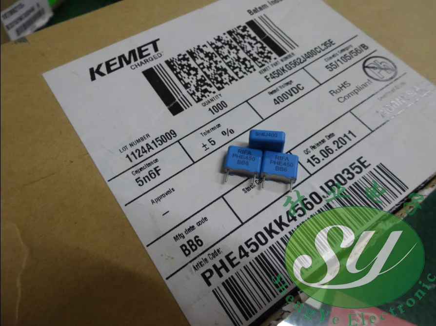 50 шт. RIFA PHE450 серия 0,0056 мкФ/400 В 5.6NF 5600pf 562 пленочный конденсатор 8 мм