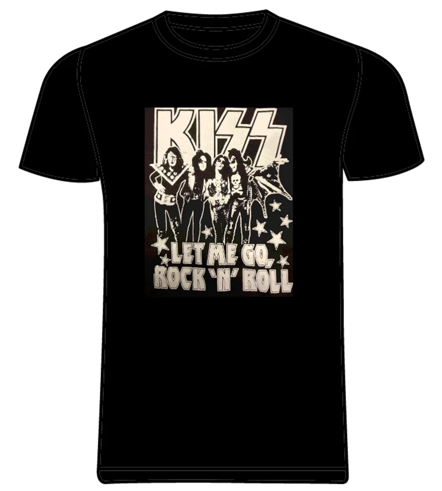 Новая Черная футболка с надписью Kiss Gene Paul Ace Peter Let Me Go Rock N rol End Of The Road узкая