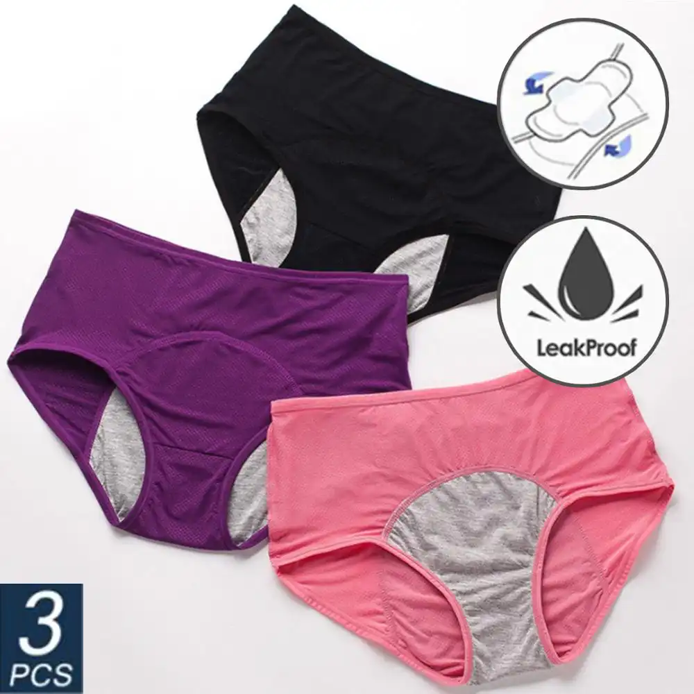 3 Stks Set Menstruele Slipje Vrouwen Sexy Broek Lekvrije Incontinentie Ondergoed Periode Proof Katoenen Slips Hoge Taille Warme Vrouwelijke Vrouwelijk Hygieneproduct Aliexpress