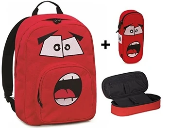 

ZAINO INVICTA - OLLIE FACE PACK PLAIN - + Astuccio Portapenne Lip Face - Rosso Ardente- tasca porta pc padded - scuola e tempo