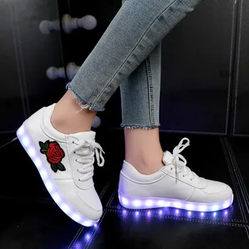 

Jawaykids Fashion Rose Pattern USB Charger Sneakers Party Girls Shoes Women Glowing Sneakers Outdoor Baby Shoes Casual Shoes