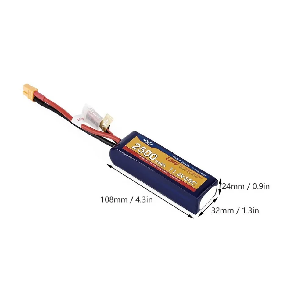 1 шт. ACEHE 11,4 V 2500mAh 50C 3S1P 28,5 WH с XT60 вилкой высокого напряжения Lipo батарея