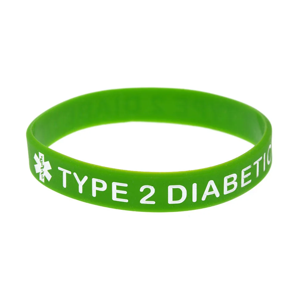 Silicone Wristband TYPE 2 DIABETIC Medical Warning Bracelet