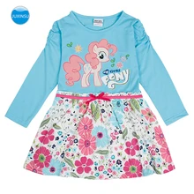 JUXINSU/Хлопковые платья с длинными рукавами и цветочным принтом для маленьких девочек с изображением Маленького Пони платье с пони Осень-Зима для детей
