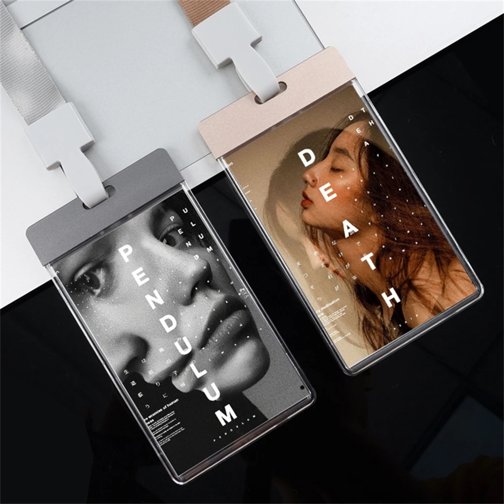 Frameless Aluminum Alloy Employee Badge Access Id Card Holder Necklace