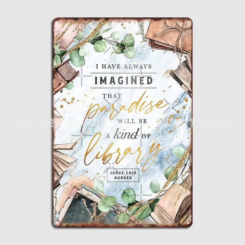 

Paradise Library Metal Plaque Poster Club Wall Printing Wall Plaque Tin Sign Poster