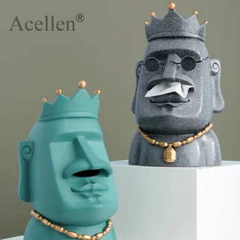 

Creative Moai Statue Tissue Box Resin Decorations Glasses Bracket Furniture Decoration Personalized Birthday Gift