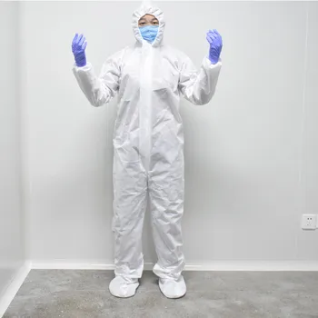 

In stock Disposable Protection Gown Dust Spray Suit Siamese Non-woven Dust-proof Anti Splash Clothing Safely Protection Clothes