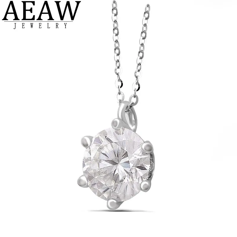 Кулон с муассанитом колье круглым 6 5 карата мм твердое белое золото 18 К цвет DF VVS |
