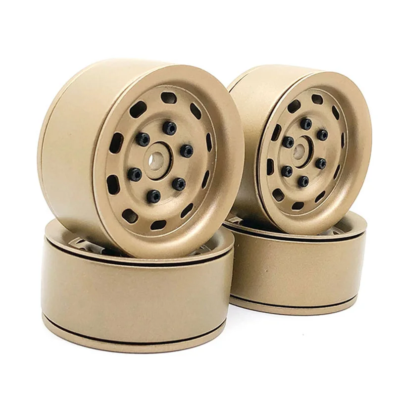 

4PCS Metal 1.9 inch Wheel Rim for 1/10 RC Rock Crawler Traxxas TRX-4 D90 D110 Defender Axial SCX10 90046 90047,Gold