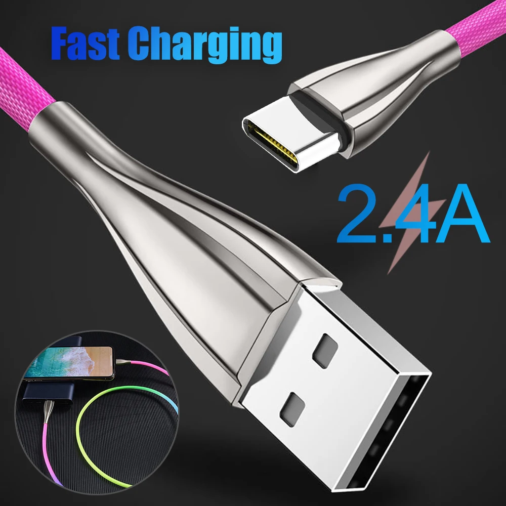2 шт. Радужный разноцветный usb-кабель для мобильного телефона Micro usb type C зарядный
