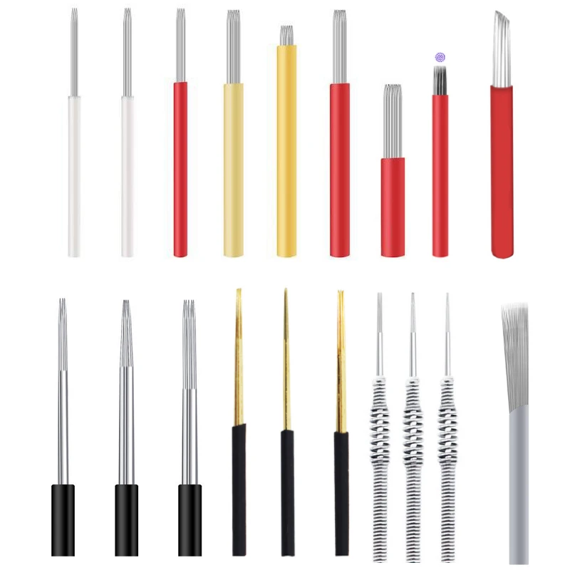 50PCS Microblading Shading Needle 3/5/7/9/12/17/19/30/40Round For Eyebrow Tattoo Manual Semi Permanent Makeup Fog Blades | Красота и