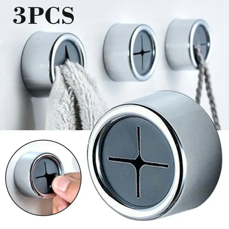 Pulluo 6 pcs Round Towel Holder Adhesive Tea Towel Holders Wall Mount Hook for Bathroom Kitchen and Home No Drilling Required 47x47x25mm 