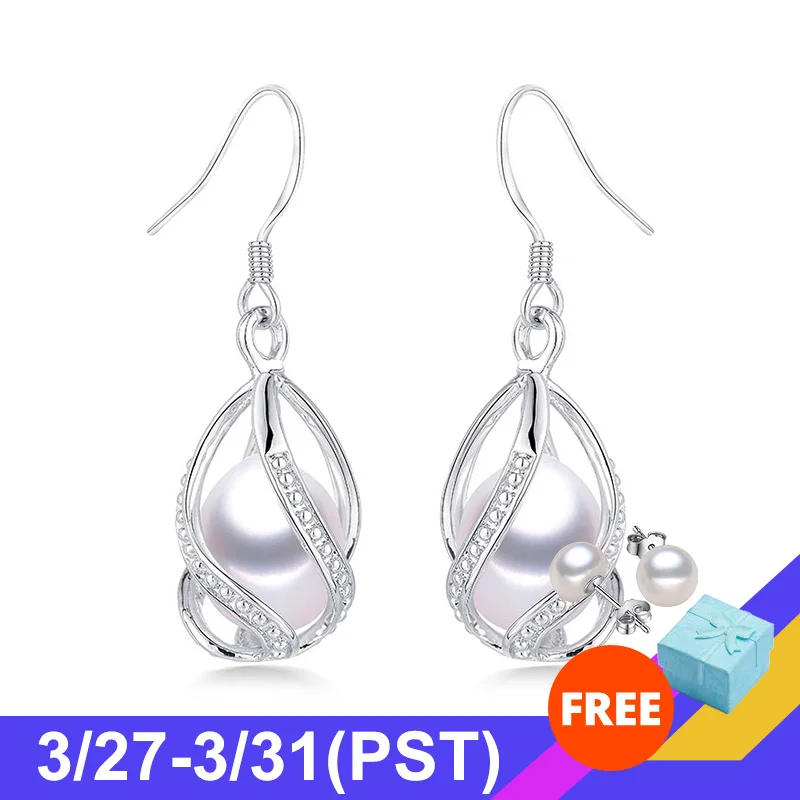 Серьги капельки из натурального пресноводного жемчуга для женщин элегантные