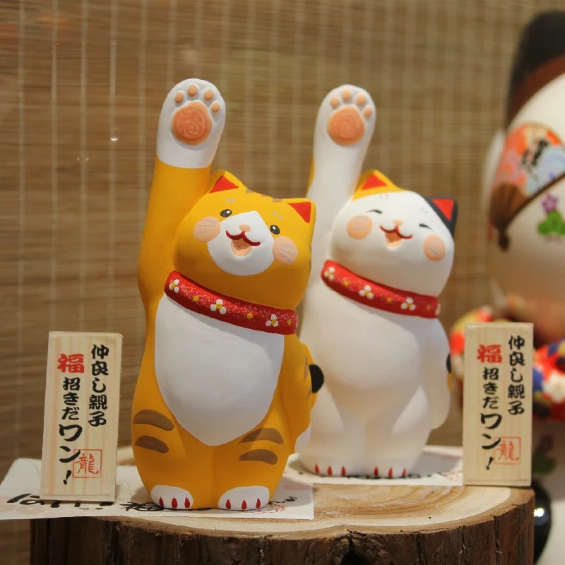 New ceramic Zhaocai cat ornaments raise your hand Zhaofu car desktop decoration home accessories | Дом и сад