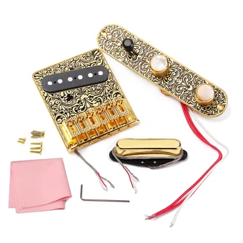 

High-quality Electric Guitar 6 Saddle String Bridge Pickup Set with 3 Way Switch Control Plate Beautiful Decorative Pattern