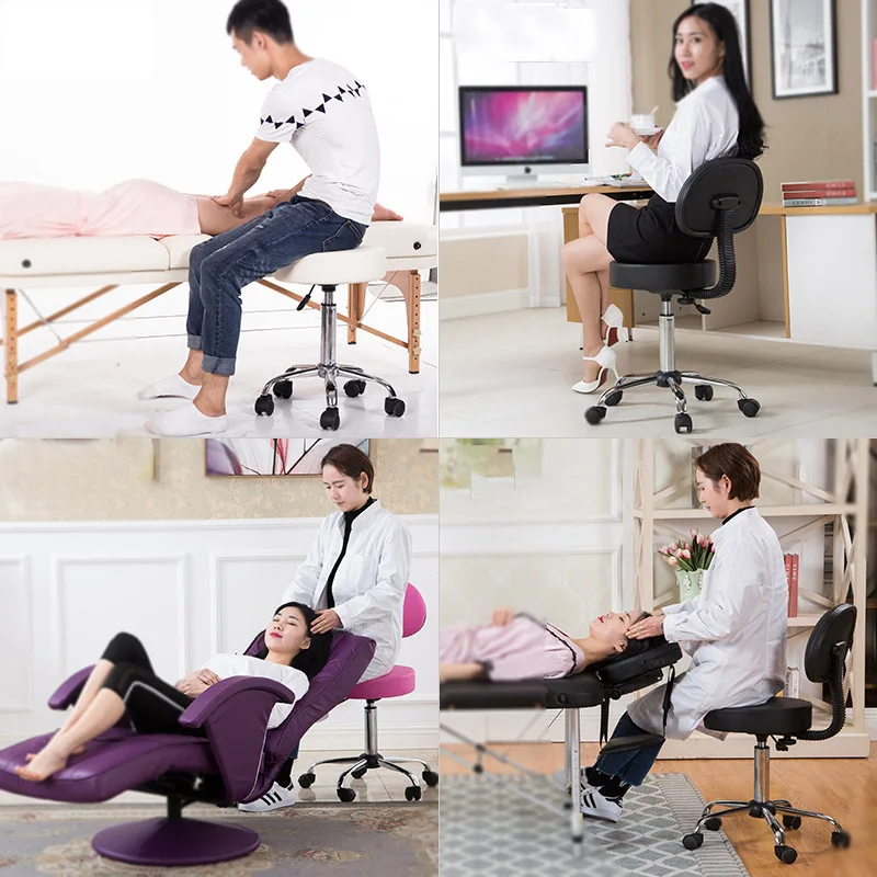 Round Rolling Massage Stool with Wheel Height Adjustable Spa Drafting Clinic Tattoo Swivel Salon Chair Stools Task Chair
