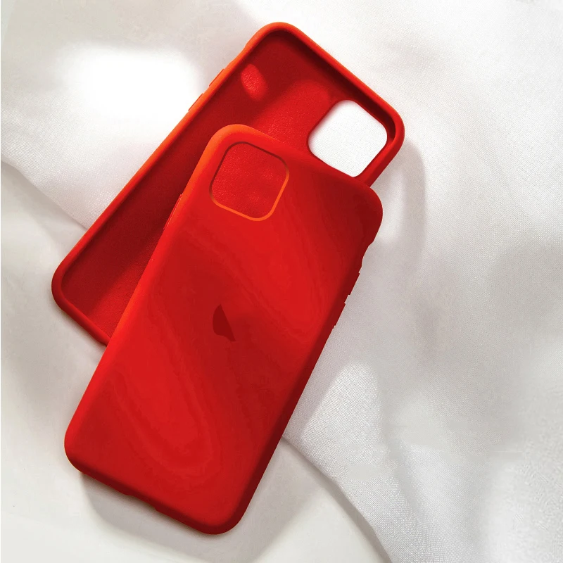 Official original silicone case for iphone 6 6S 7 8 Plus Xs max XR X full cover with logo case for iPhone 11 Pro Max back cover - Цвет: Red