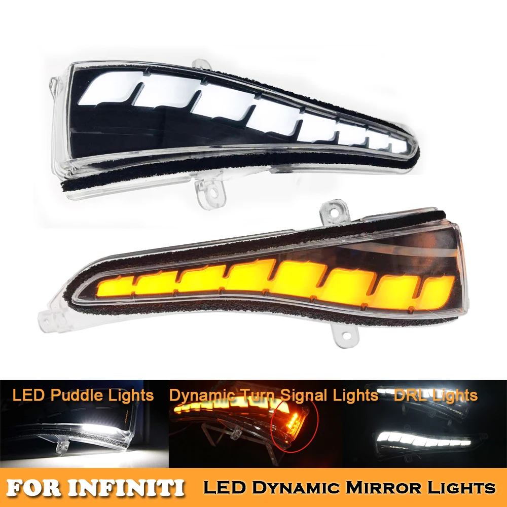 

led water flowing mirror light sequential blinker turn signal light puddle lamp for Infiniti Q30 Q50 Q60 Q70 QX30 QX50 QX60 QX70