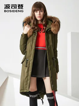 

Bosideng Down Coat Long Women Real Fur Hooded Deep Winter Fashion Coat B70142150ML