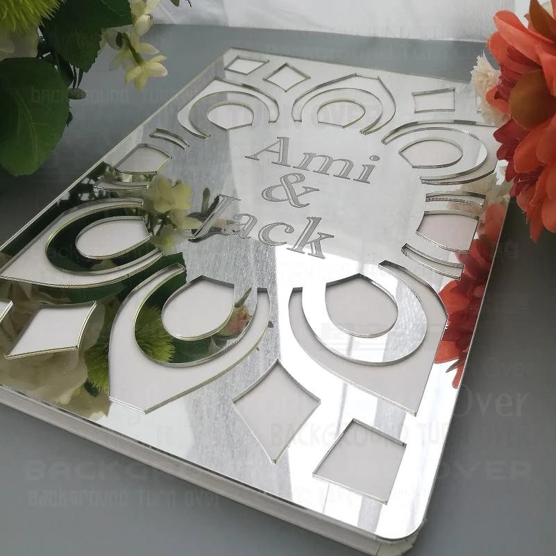 Guest Book Wedding Personalized Mirror Guestbook Party White Names Date Engrave Carve Gifts Details Rustic G008