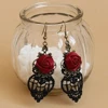 Gothic Dangle Earrings Medieval Retro Vampire Exaggerated Red Rose Gear Pendant Ear Drop Earrings Women Party Costume Jewelry 5