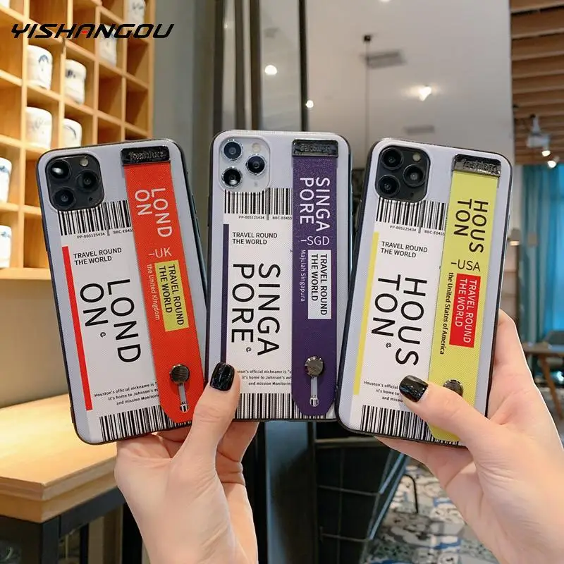 Air Tickets Bar code Label phone case For iphone 11 Pro Max Xs MAX XR X 7 8 6 6s plus Clear soft TPU back With Wristband Stand Air Tickets Bar code Label phone case For iphone 11 Pro Max Xs MAX XR X 7 8 6 6s plus Clear soft TPU back With Wristband Stand