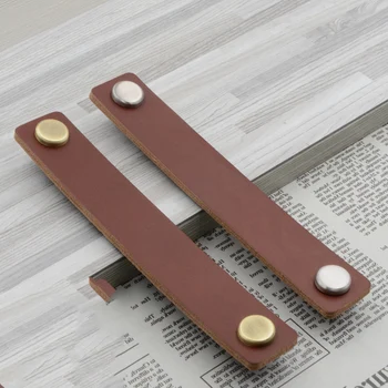 

1pc Faux Leather Furniture Single Hole Pull Handle 26mm Doors Cabinets Knob Home Doors Hardware Tools