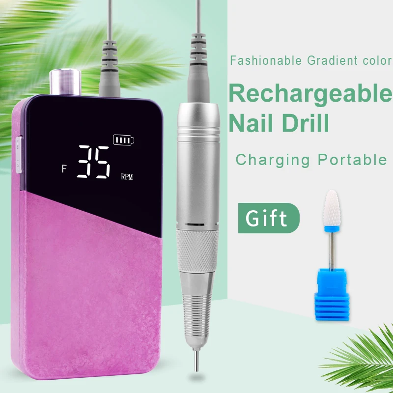 

Gradient Color Rechargeable 35000RPM Nail Drill Wireless Cordless Electric Nail Drill Machine Set Manicure E File Art Tool