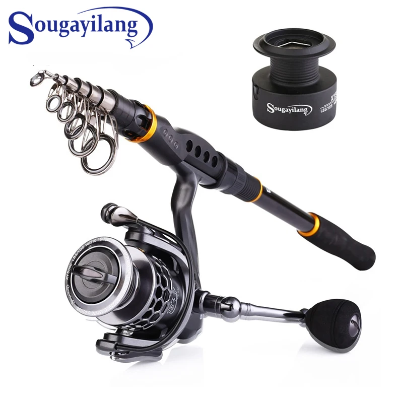 

Sougayilang 1.8- 3.6m Fishing Rod 13+1bb Reel Combos Telescopic Portable Spinning Poles and Spinning Reel with Spare Coil Set
