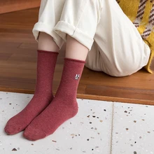 Японские Женские носки средней длины из чистого хлопка с вентиляцией, тонкие, весна-осень, средней толщины, милые корейские женские носки, 5 пар