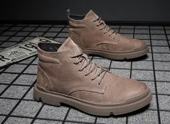 

Autumn and winter leather war wolf Martin boots high help tooling help tide men's boots tactical boots desert boots