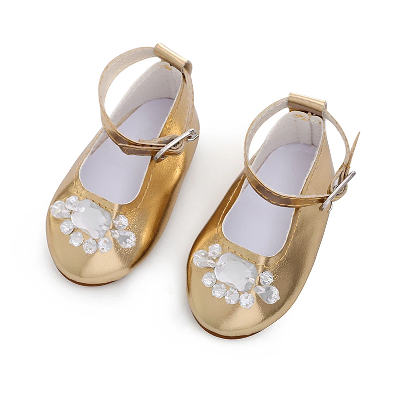 Аксессуары для игрушек кожаная обувь с бриллиантами золотистая серебряная и белая кукла обувь для американских девушек 18 дюймов