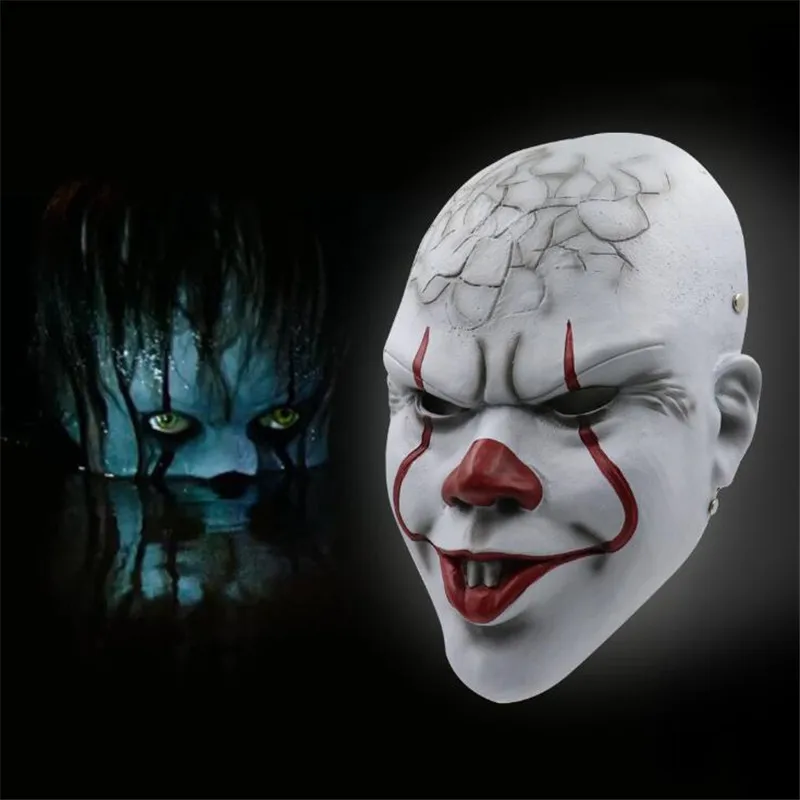 Resin Горячий фильм Стивен Кинг's It маска косплей реквизит второй Джокер Хэллоуин террор латексная маска парик - Цвет: Resin